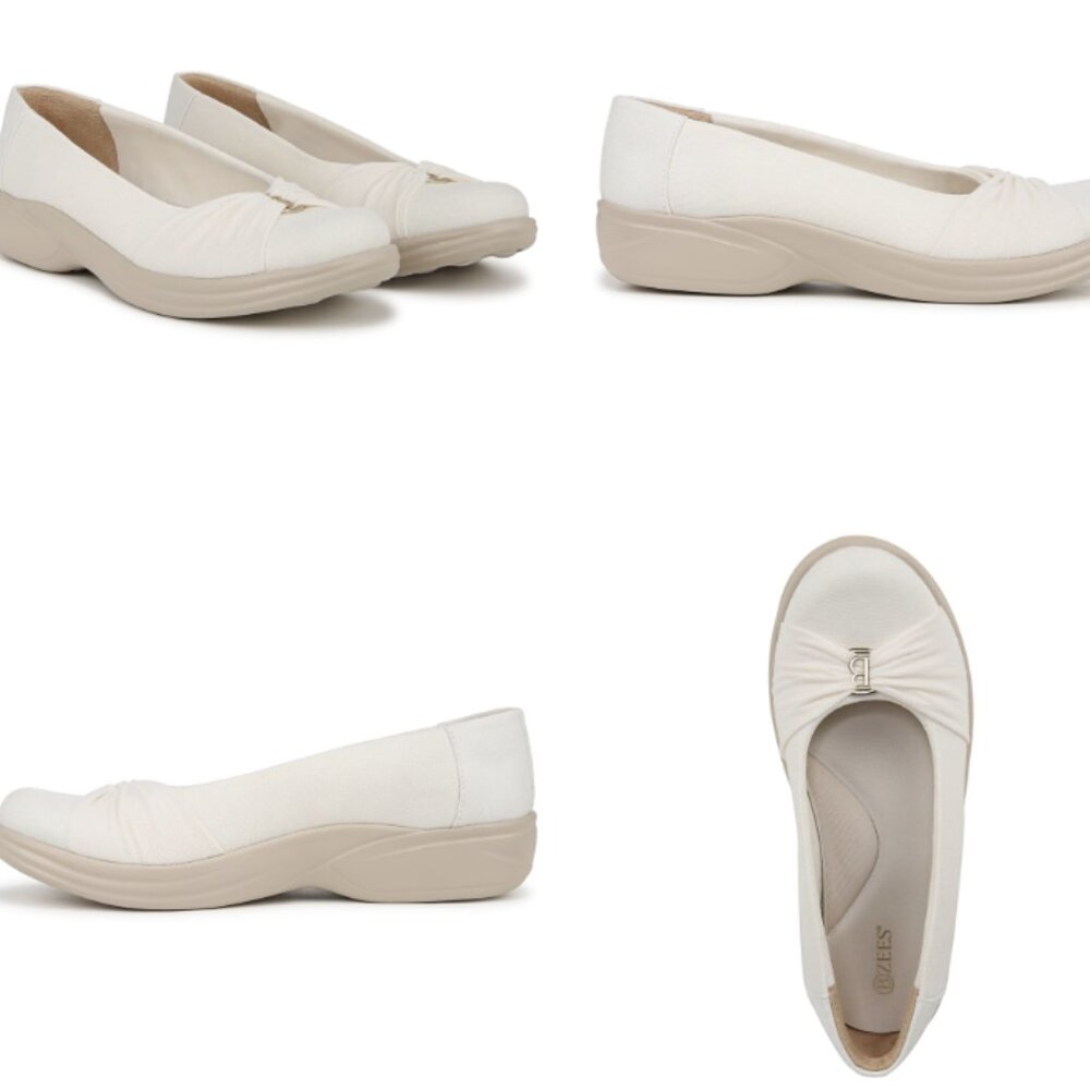 Almost New BZEES PAIGE SLIP ON size 7 ½ wide Sugar Cream Fabric